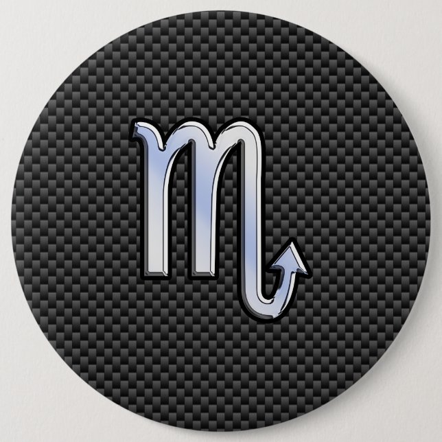 Scorpio Zodiac Symbol on Carbon Fibre Print 6 Inch Round Button (Front)