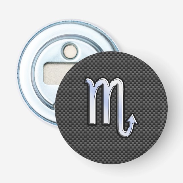 Scorpio Zodiac Symbol on Carbon Fibre Print Bottle Opener (Front)