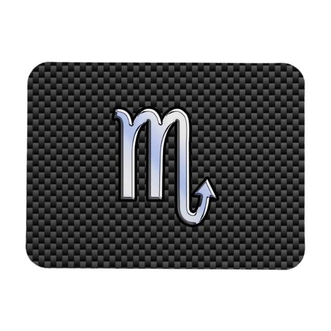 Scorpio Zodiac Symbol on Carbon Fibre Print Magnet (Horizontal)