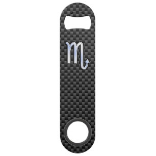 Scorpio Zodiac Symbol on Carbon Fibre Print Speed Bottle Opener