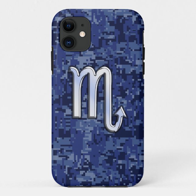 Scorpio Zodiac Symbol on Navy Blue Camo Case-Mate iPhone Case (Back)