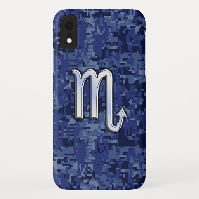 Scorpio Zodiac Symbol on Navy Blue Camo Case-Mate iPhone Case (Back)