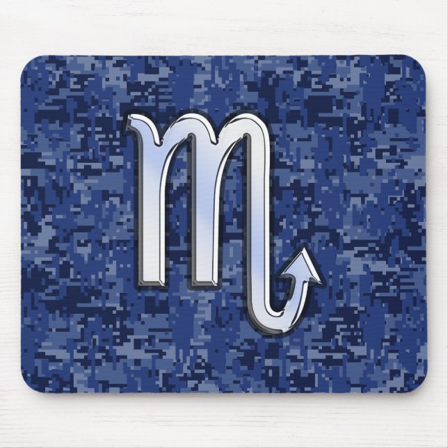 Scorpio Zodiac Symbol on Navy Blue Camo Mouse Pad (Front)