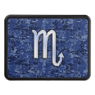 Scorpio Zodiac Symbol on Navy Blue Camo Trailer Hitch Cover