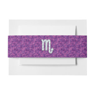 Scorpio Zodiac Symbol on Pink Digital Camo Invitation Belly Band
