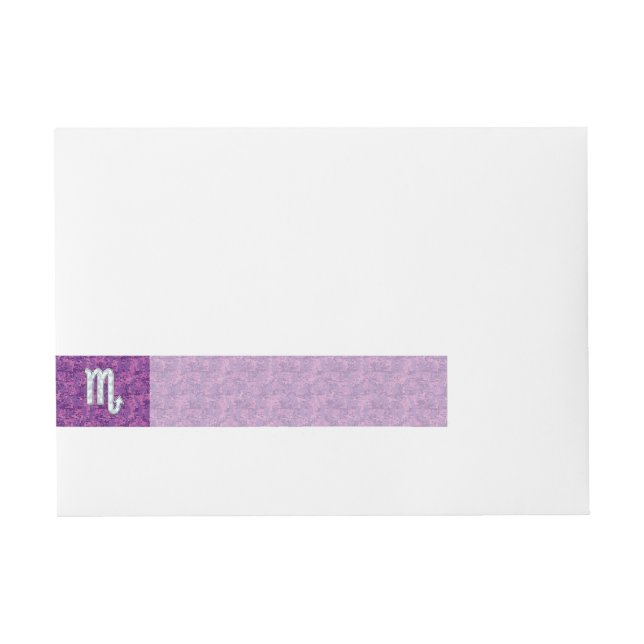 Scorpio Zodiac Symbol on Pink Digital Camo Wraparound Address Label (Front)