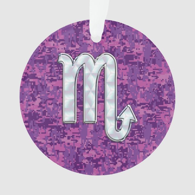 Scorpio Zodiac Symbol on Pink Digital Camouflage Ornament (Front)