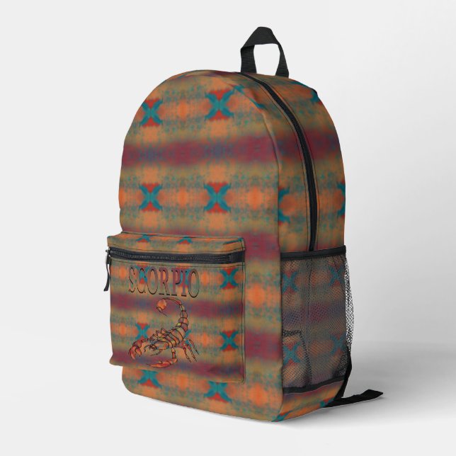 Scorpio Zodiac Symbol Printed Backpack (Back Corner Right)