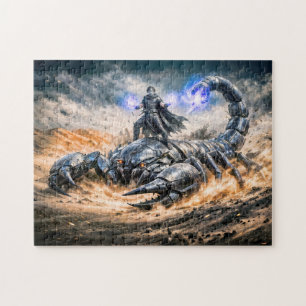 Scorpio Zodiac with Warrior and Giant Mechanical S Jigsaw Puzzle