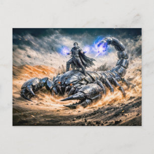 Scorpio Zodiac with Warrior and Giant Mechanical S Postcard
