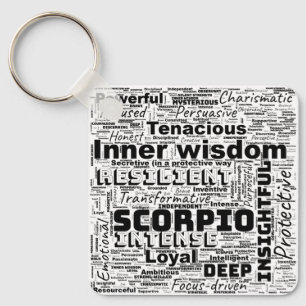 Scorpio Zodiac Word Cloud Inspiration Keychain