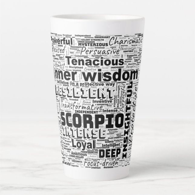  Scorpio Zodiac Word Cloud Inspiration Latte Mug (Front)