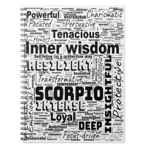 Scorpio Zodiac Word Cloud Inspiration Notebook