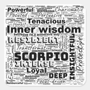 Scorpio Zodiac Word Cloud Inspiration  Square Sticker