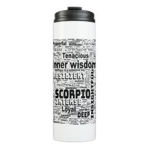 Scorpio Zodiac Word Cloud Inspiration Thermal Tumbler