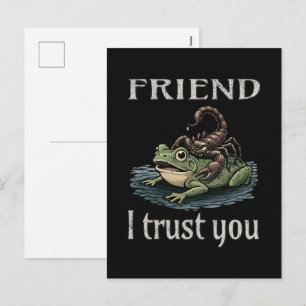 Scorpion and Frog - Friend, I Trust You Holiday Postcard