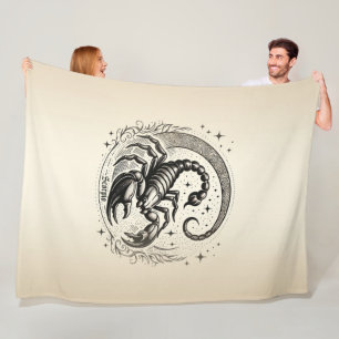 Scorpion Crescent Moon Astrology Zodiac Scorpio Fleece Blanket