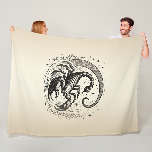 Scorpion Crescent Moon Astrology Zodiac Scorpio Fleece Blanket (In Situ)