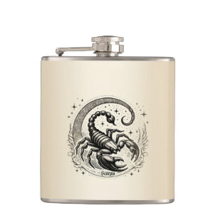 Scorpion Crescent Moon Astrology Zodiac Scorpio Hip Flask
