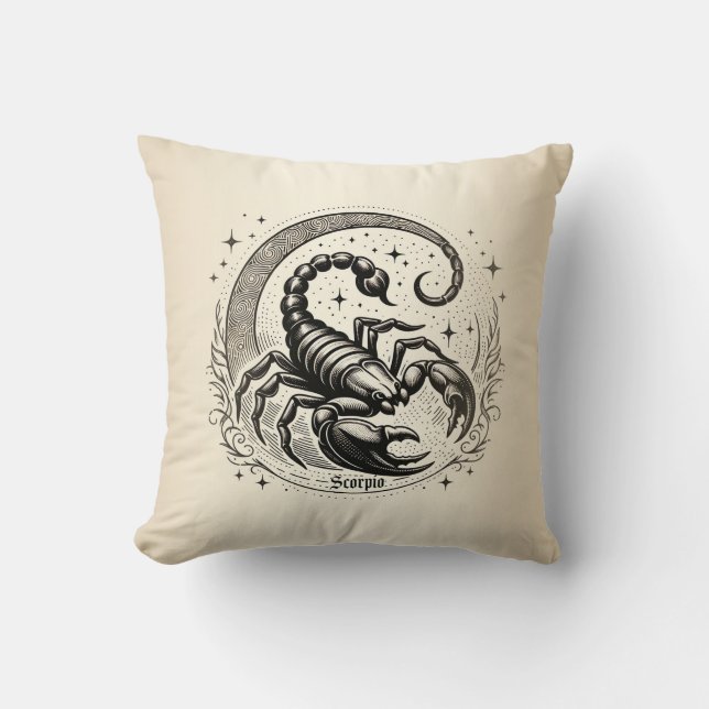 Scorpion Crescent Moon Astrology Zodiac Scorpio Throw Pillow (Front)