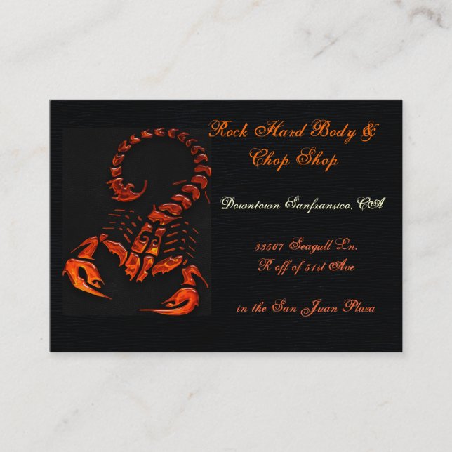 Scorpion Firey 3D Body & Chop Shop UNIVERSAL Business Card (Front)