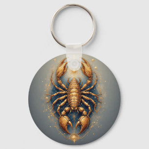 Scorpion Over a Detailed Golden Astral Mandala Keychain