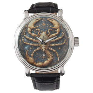 Scorpion Over a Detailed Golden Astral Mandala Watch