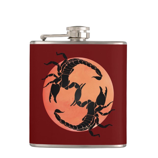 Scorpion Tribal Graphic Design Hip Flask (Front)
