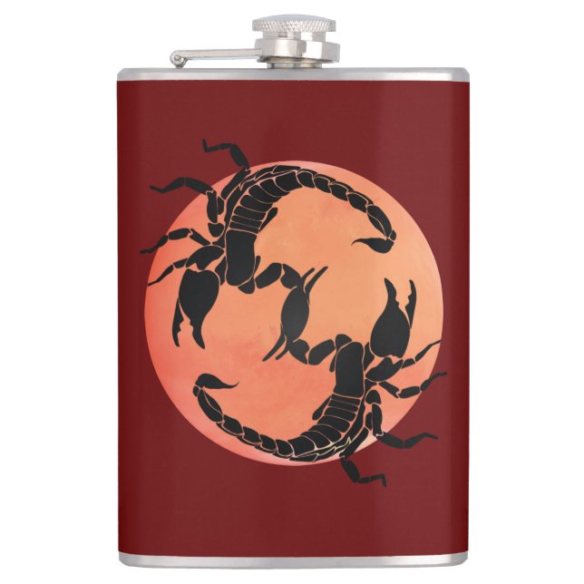 Scorpion Tribal Graphic Design Hip Flask (Front)