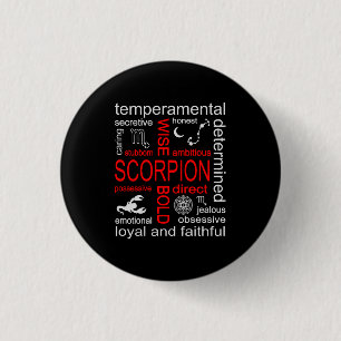 Scorpion Zodiac Sign 1 Inch Round Button