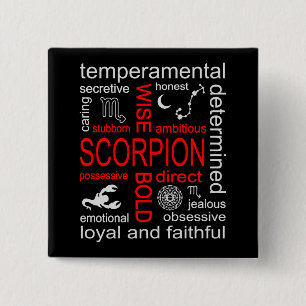 Scorpion Zodiac Sign 2 Inch Square Button