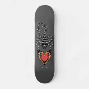 Scorpion Zodiac Sign Heart Love Dark Grey Elegant  Skateboard