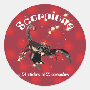 Scorpione 24 ottobre al 22 novembre Etichetta Classic Round Sticker