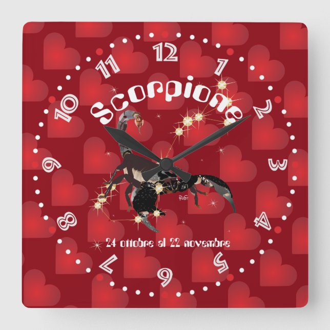 Scorpione 24 ottobre at 22 november Orologio Square Wall Clock (Front)