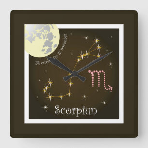 Scorpiun 24 october fin 22 november Uhr Square Wall Clock