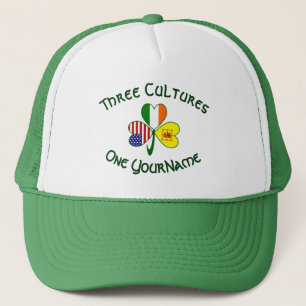 Scot Lion Irish American Flag Shamrock Personalize Trucker Hat