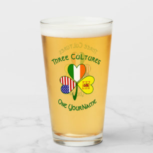 Scot Lion Irish American Flags Shamrock Personal Glass