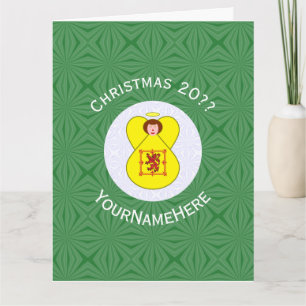 Scot Lion Rampant Angel Christmas Flag Personalize Card