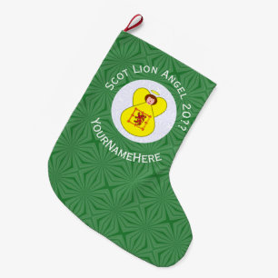 Scot Lion Rampant Angel Christmas Flag Personalize Large Christmas Stocking