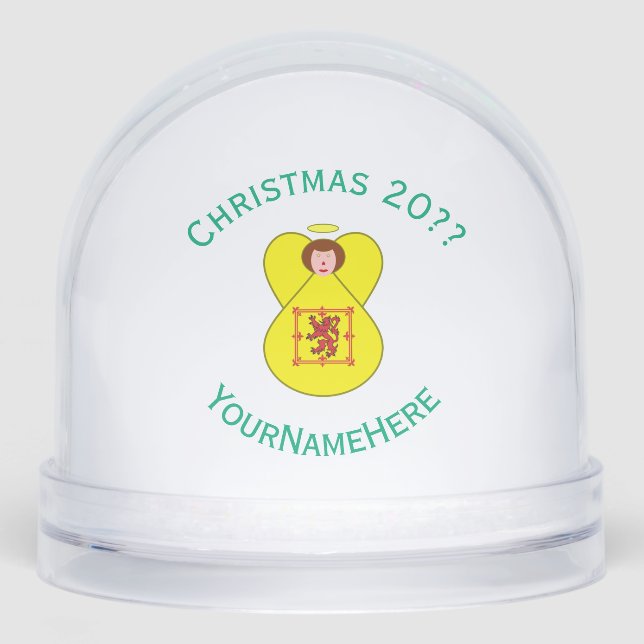 Scot Lion Rampant Angel Christmas Flag Personalize Snowglobe (Front)