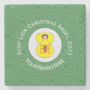 Scot Lion Rampant Angel Christmas Flag Personalize Stone Coaster
