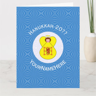 Scot Lion Rampant Angel Hanukkah Flag Personalize Card