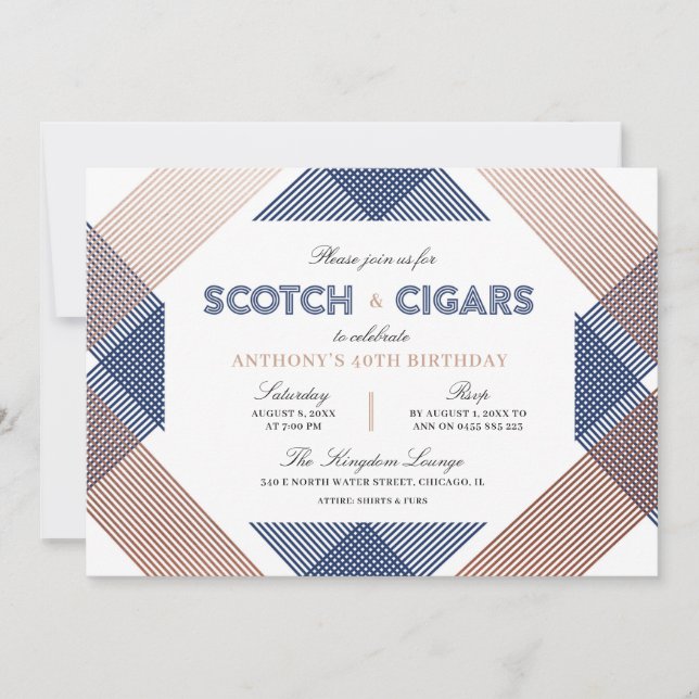 Scotch and Cigars Mens Birthday Invitation (Front)