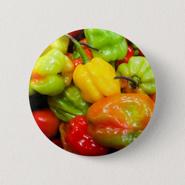 Scotch Bonnet Chili Peppers 2 Inch Round Button (Front)