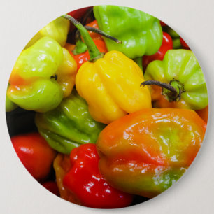 Scotch Bonnet Chilli Peppers 6 Inch Round Button