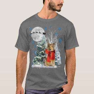 Scotch Collie Under Moonlight Snow Christmas Pajam T-Shirt