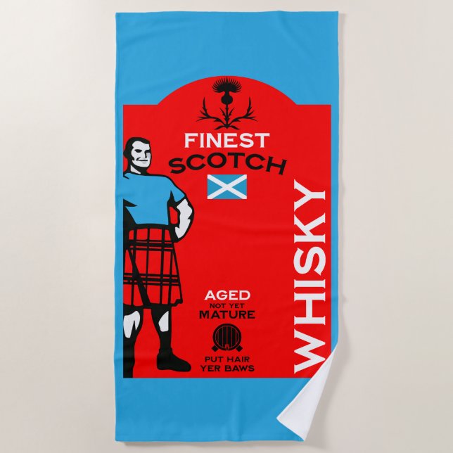 Scotch Whisky Drinker Beach Towel (Front)