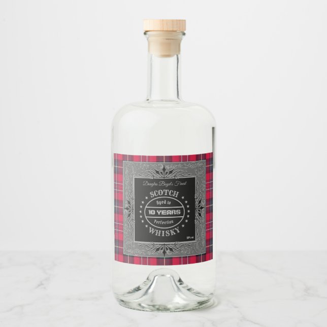 Scotch Whisky Red Tartan Liquor Bottle Label (Front)