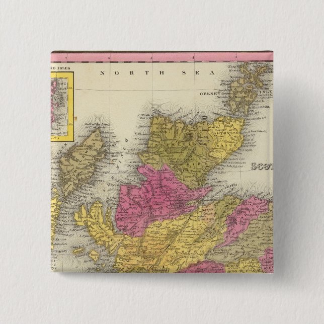 Scotland 16 2 inch square button (Front)