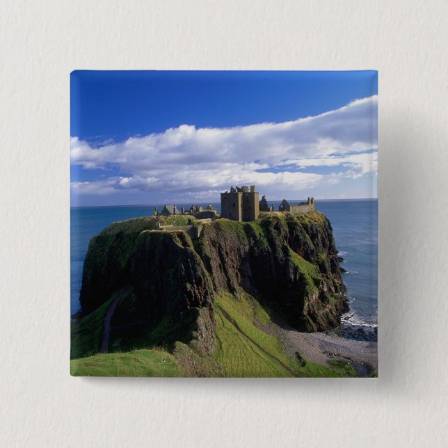 Scotland, Aberdeen. Dunnotar Castle. 2 Inch Square Button (Front)